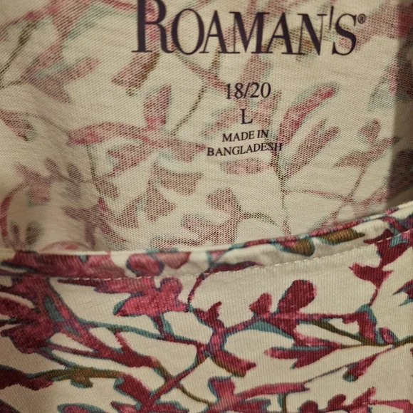 Roaman's Multicolor Floral 3/4 Sleeve Shirt - Picture 3 of 4